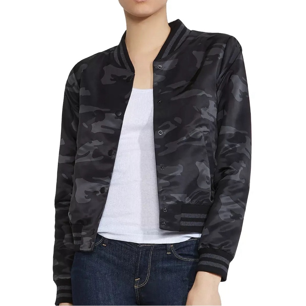Bailey 44 Black & Charcoal Camo Bomber Jacket